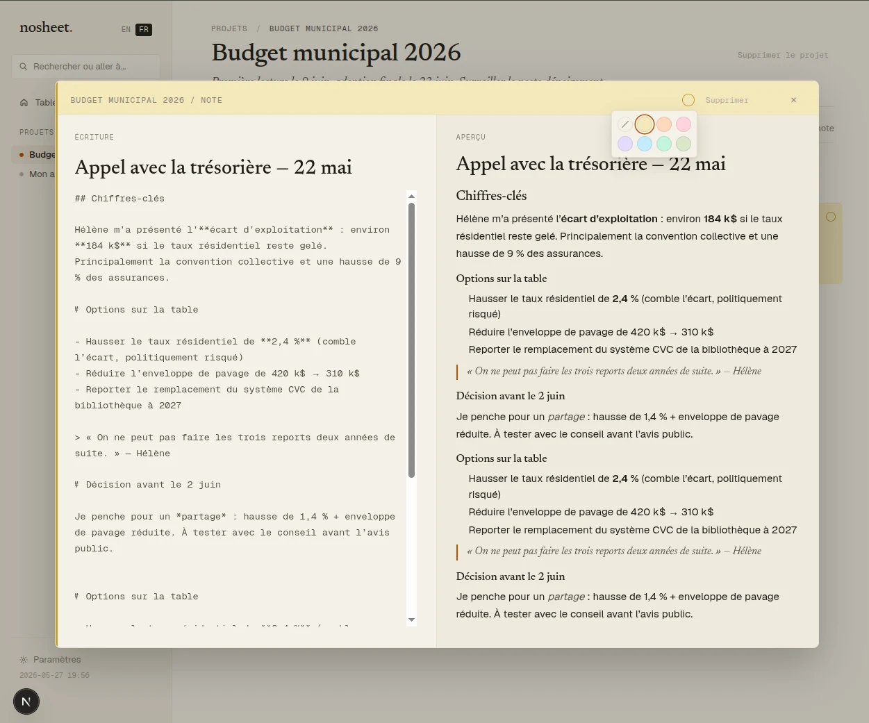 Nosheet — markdown note editor